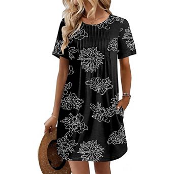 Ekouaer Swimsuit Coverup for Women Short Sleeve Bathing Suit Cover Ups Beach Summer T Shirt Dresses