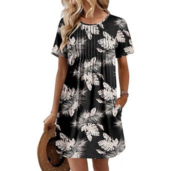 Ekouaer Swimsuit Coverup for Women Short Sleeve Bathing Suit Cover Ups Beach Summer T Shirt Dresses