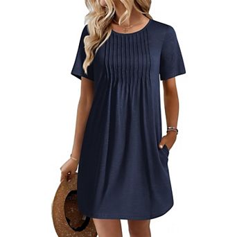 Ekouaer Swimsuit Coverup for Women Short Sleeve Bathing Suit Cover Ups Beach Summer T Shirt Dresses