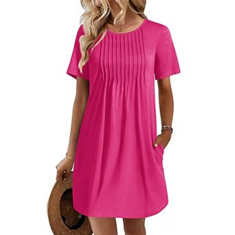 Ekouaer Swimsuit Coverup for Women Short Sleeve Bathing Suit Cover Ups Beach Summer T Shirt Dresses