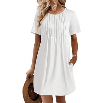Ekouaer Swimsuit Coverup for Women Short Sleeve Bathing Suit Cover Ups Beach Summer T Shirt Dresses