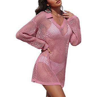 Ekouaer Women Crochet Swim Cover Up Bathing Suit Swimwear Mesh Knit Beach Dress Vacation Outfits