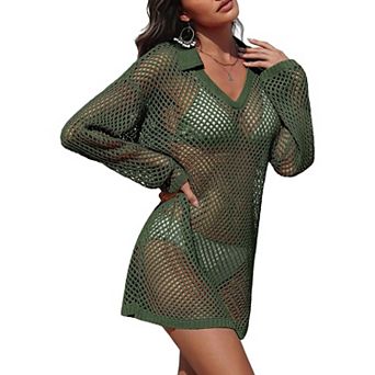 Ekouaer Women Crochet Swim Cover Up Bathing Suit Swimwear Mesh Knit Beach Dress Vacation Outfits