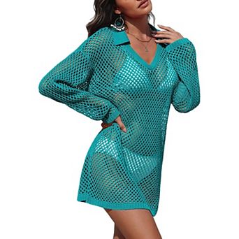 Ekouaer Women Crochet Swim Cover Up Bathing Suit Swimwear Mesh Knit Beach Dress Vacation Outfits