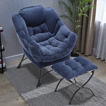 Lufeiya Accent Chair with Ottoman,Modern Upholstered Lounge with Armrests and Side Pocket
