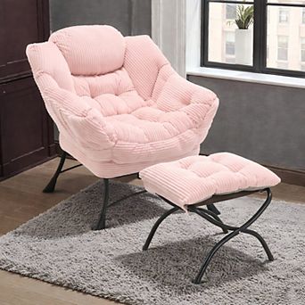 Lufeiya Accent Chair with Ottoman,Modern Upholstered Lounge with Armrests and Side Pocket