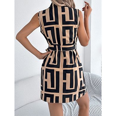 Women's Summer Button Down Shirt Dress Casual Sleeveless Tie Waist Midi Dresses