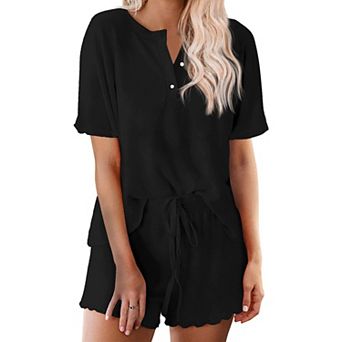 Ekouaer Women’s Soft Lightweight Lounge Set Short Sleeve Top