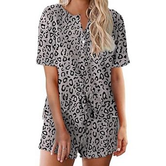 Ekouaer Pajamas Set for Women Short Sleeve Lounge Set 2 pc Loungewear PJs Soft Cute Lightweight