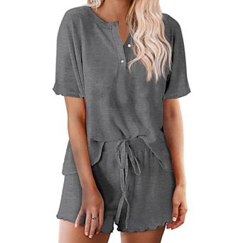 Ekouaer Women’s Soft Lightweight Lounge Set Short Sleeve Top