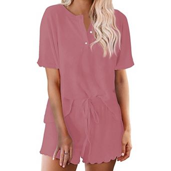 Ekouaer Women’s Soft Lightweight Lounge Set Short Sleeve Top