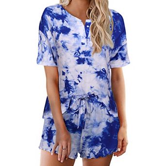 Ekouaer Pajamas Set for Women Short Sleeve Lounge Set 2 pc Loungewear PJs Soft Cute Lightweight