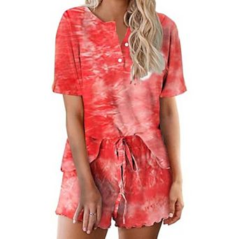 Ekouaer Pajamas Set for Women Short Sleeve Lounge Set 2 pc Loungewear PJs Soft Cute Lightweight