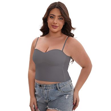 2 Packs Women's Adjustable Spaghetti Straps Wireless Padded Camisole Slim Fit Sweetheart Neck