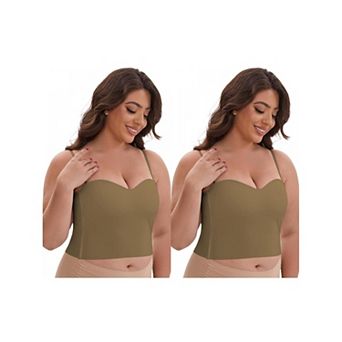 2 Packs Women's Adjustable Spaghetti Straps Wireless Padded Camisole Slim Fit Sweetheart Neck