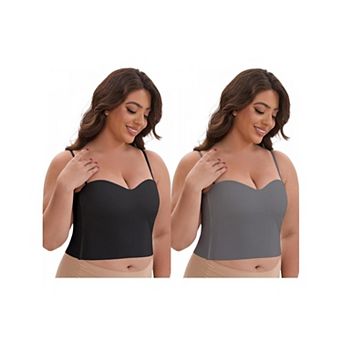 2 Packs Women's Adjustable Spaghetti Straps Wireless Padded Camisole Slim Fit Sweetheart Neck