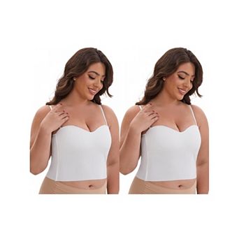 2 Packs Women's Adjustable Spaghetti Straps Wireless Padded Camisole Slim Fit Sweetheart Neck