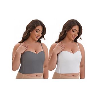 2 Packs Women's Adjustable Spaghetti Straps Wireless Padded Camisole Slim Fit Sweetheart Neck