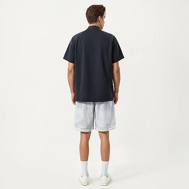 Men's Short Sleeve Athletic T-Shirt with Half Zip Mock Neck Lightweight Breathable Fabric