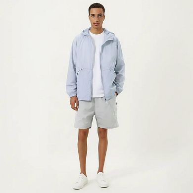 Men's Lightweight Hooded Windbreaker Jacket with Full Zip Closure Elastic Cuffs and Side Pocket