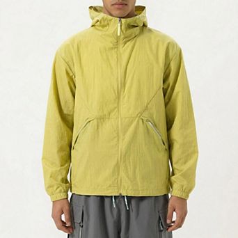 Men's Lightweight Hooded Windbreaker Jacket with Full Zip Closure Elastic Cuffs and Side Pocket