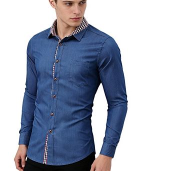 Men's Button Down Dress Shirt Long Sleeve Casual Business Workwear With Single Chest Pocket