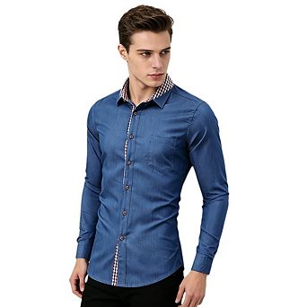 Men's Button Down Dress Shirt Long Sleeve Casual Business Workwear With Single Chest Pocket