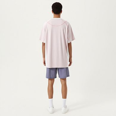 Men's Short Sleeve Athletic T-Shirt with Contrast Panel Design Breathable Performance Top