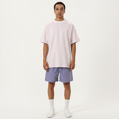 Men's Short Sleeve Athletic T-Shirt with Contrast Panel Design Breathable Performance Top