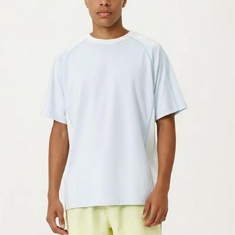 Men's Short Sleeve Athletic T-Shirt with Contrast Panel Design Breathable Performance Top