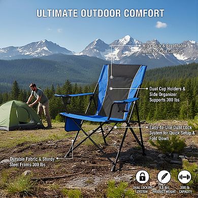 Folding Camp Chair Maldives Blue, Dual Lock Positions Versatile for Lawn Sports