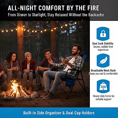 Folding Camp Chair Maldives Blue, Dual Lock Positions Versatile for Lawn Sports