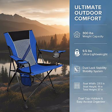 Folding Camp Chair Maldives Blue, Dual Lock Positions Versatile for Lawn Sports