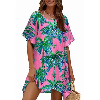 Ekouaer Women Swimsuit Coverup Chiffon Bathing Suit Cover Up Ruffled Summer Bikini Coverups