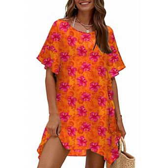 Ekouaer Women Swimsuit Coverup Chiffon Bathing Suit Cover Up Ruffled Summer Bikini Coverups