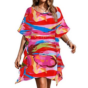 Ekouaer Women Swimsuit Coverup Chiffon Bathing Suit Cover Up Ruffled Summer Bikini Coverups
