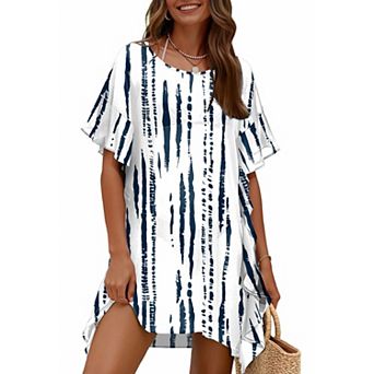 Ekouaer Women Swimsuit Coverup Chiffon Bathing Suit Cover Up Ruffled Summer Bikini Coverups