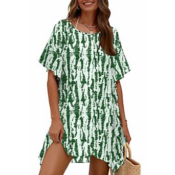 Ekouaer Women Swimsuit Coverup Chiffon Bathing Suit Cover Up Ruffled Summer Bikini Coverups