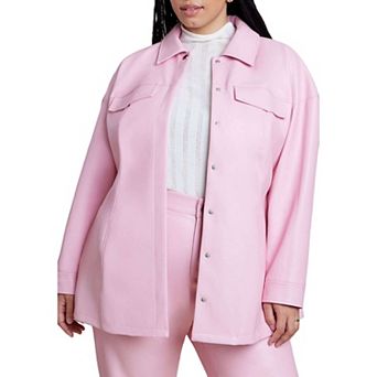 ELOQUII Women's Plus Size Pocket Detail Faux Leather Jacket