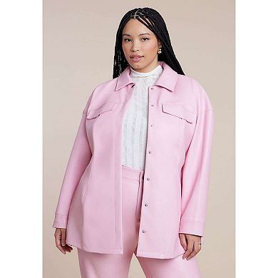 ELOQUII Women's Plus Size Pocket Detail Faux Leather Jacket