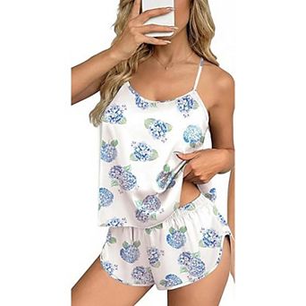 Ekouaer Satin Pajamas Set for Women Silky Backless Lingerie