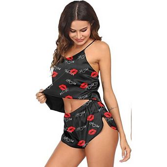 Ekouaer Satin Pajamas Set for Women Silky Backless Lingerie