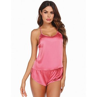 Ekouaer Satin Pajamas Set for Women Silky Backless Lingerie