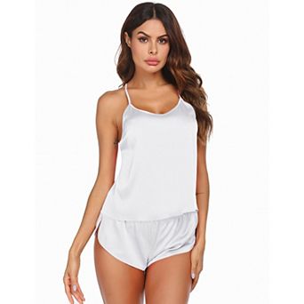 Ekouaer Satin Pajamas Set for Women Silky Backless Lingerie