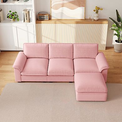 Lufeiya L Shaped Cloud Sectional Sofa with Reversible Chaise, Chenille Fabric