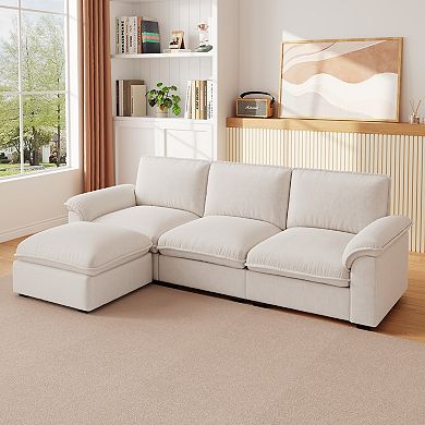 Lufeiya L Shaped Cloud Sectional Sofa with Reversible Chaise, Chenille Fabric