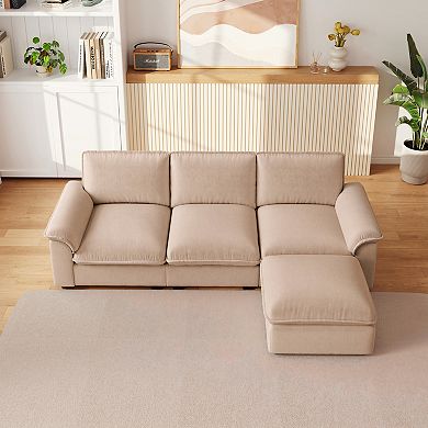 Lufeiya L Shaped Cloud Sectional Sofa with Reversible Chaise, Chenille Fabric