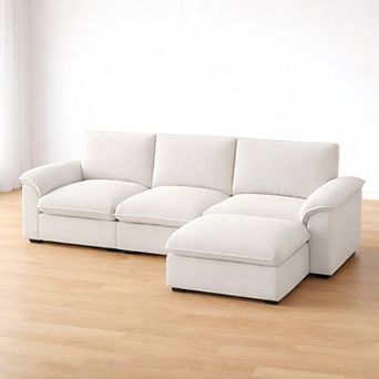 Lufeiya L Shaped Cloud Sectional Sofa with Reversible Chaise, Chenille Fabric