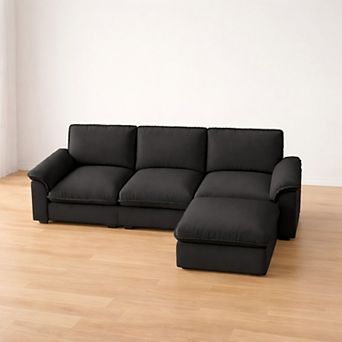 Lufeiya L Shaped Cloud Sectional Sofa with Reversible Chaise, Chenille Fabric