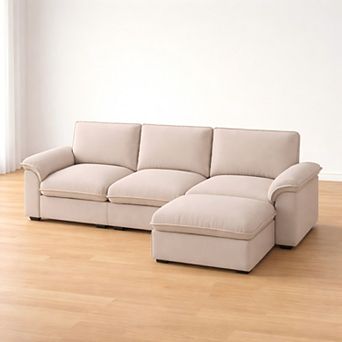 Lufeiya L Shaped Cloud Sectional Sofa with Reversible Chaise, Chenille Fabric